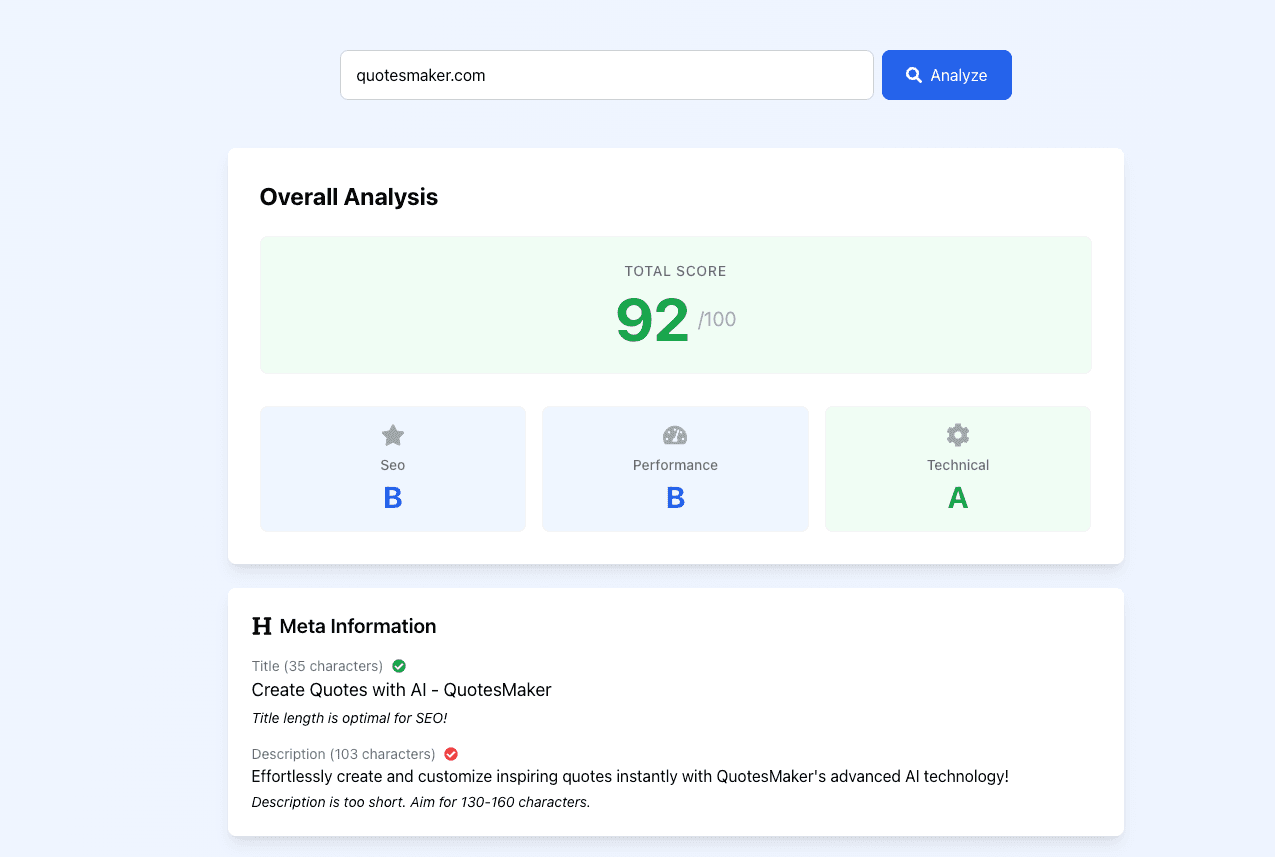 SEO Analysis Dashboard