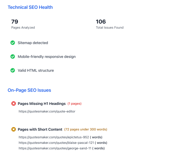 Professional SEO reports with actionable insights